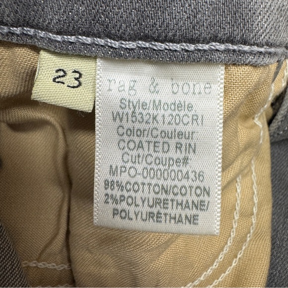 NWT Rag & Bone High Rise Skinny Coated Rin Gray Denim Jeans Womens 23 - Picture 11 of 16